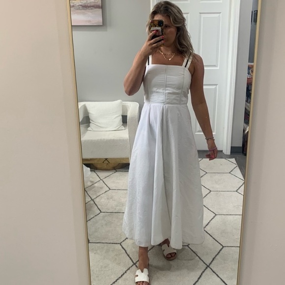 Brunello Cucinelli Dress Sleeveless Ribbon Trimmed Poplin Cotton in White - Picture 3 of 13